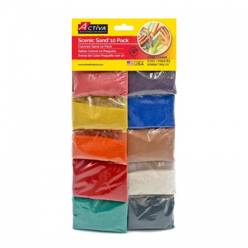 1 oz. Bags of 10 Assorted Colors of Scenic Sand